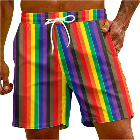 Vsssj Big And Tall Swim Trunks For Men Casual Quick Dry Rainbow Printed