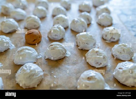 Russian Gingerbread Cookies With Egg White Glaze Stock Photo Alamy