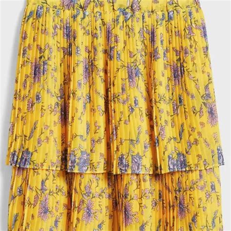 Banana Republic Skirts Banana Republic Pleated Floral Print Tiered Fitandflare Skirt Yellow