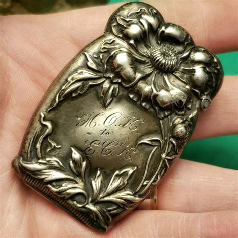 Old Vintage Figural Art Nuevo Repousse Sterling Silver Match Safe Striker Vesta Antique Price