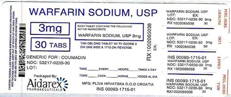 Warfarin Fda Prescribing Information Side Effects And Uses