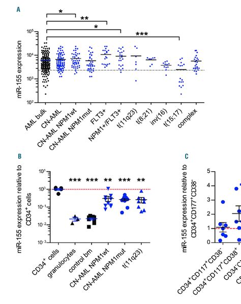 Mir 155 Expression Is Elevated In Cd34 Cord Blood Cells But Shows No