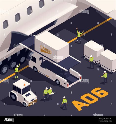 Air Cargo Isometric Flowchart With Aircraft Logistic Scene Vector