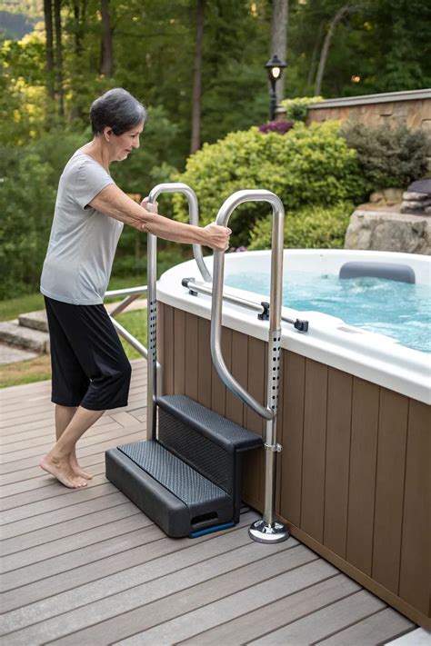 creative hot tub hand rail ideas