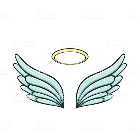 Angel Wings And Halo Isolated On White Background Illustration Alas