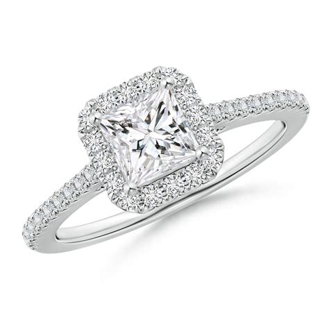 Prong Set Princess Cut Diamond Halo Engagement Ring Angara