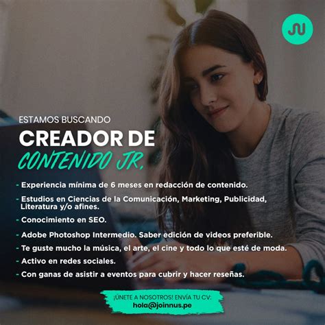 Estamos Buscando Creador De Contenidos Junior En Joinnus Blog Joinnus