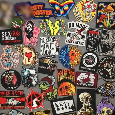 Punk Skull Embroidery Patch Iron On Patches For Clothing Embroidered Patches For Clothes Sex