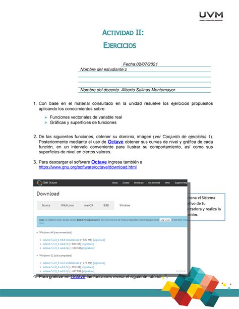 Actividad 2 Ejercicios Calculo Vectorial Uvm ACTIVIDAD II EJERCICIOS