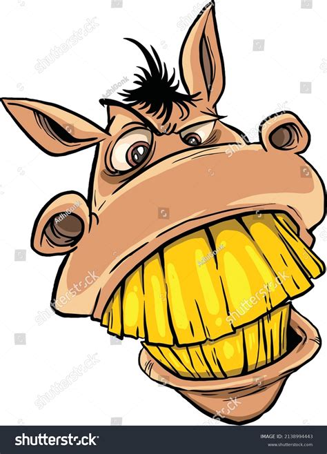 Vector Illustration Ugly Face Crazy Donkey Stock Vector (Royalty Free ...