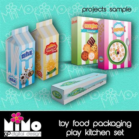 Toy Food Packaging Set Printable Digital Download Jpeg Files Letter