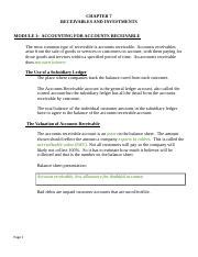 Ch Student Outline Docx Chapter Receivables And Investments