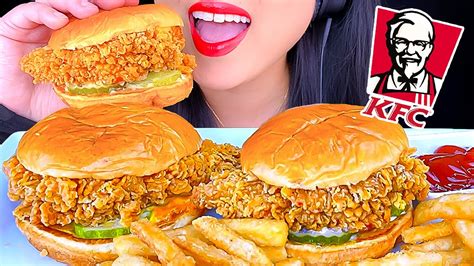 Asmr Kfc Crispy Chicken Sandwich Spicy And Classic Mukbang Asmr