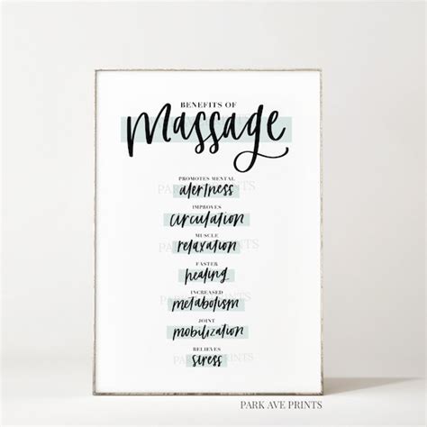 Benefits Of Massage Therapy Poster Etsy