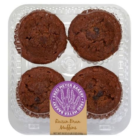 Fred Meyer Bakery Raisin Bran Muffins, 4 ct / 18 oz - Fred Meyer