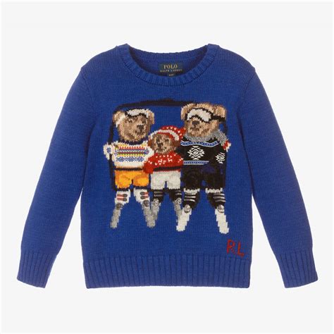 Polo Ralph Lauren Blauer Bären Strickpullover J Childrensalon