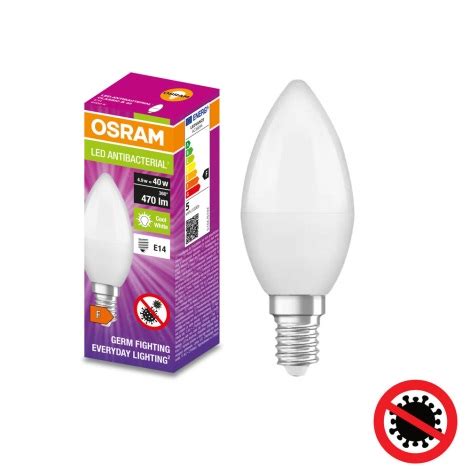 LED Antibakteerinen Polttimo B40 E14 4 9W 230V 4000K Osram Valomania