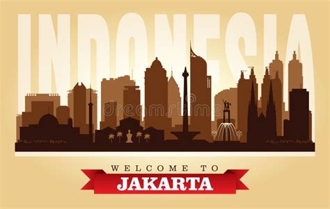 Jakarta Indonesia City Skyline Vector Silhouette Stock Vector