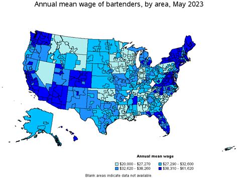 Map Of Annual Mean Wages Of Bartenders By Area May 2023