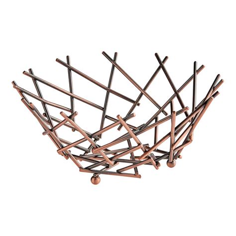 American Metalcraft Fru11 8 Round Brushed Copper Thatch Basket