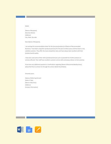 Free Reference Letter Template Database