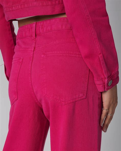 Riachuelo Calça jeans color feminina wide leg rosa Pool by Riachuelo