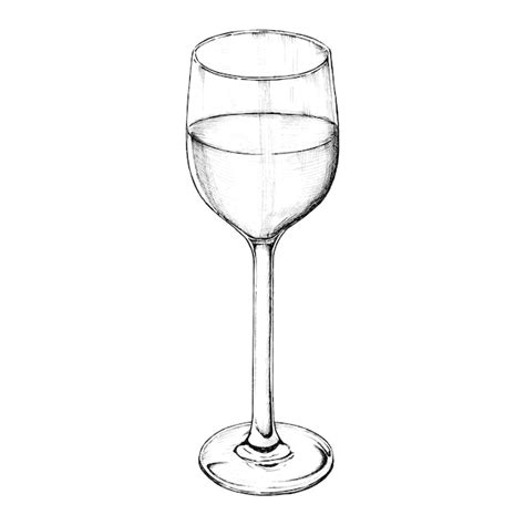 Dibujado A Mano Vaso De Vino Tinto Vector Premium