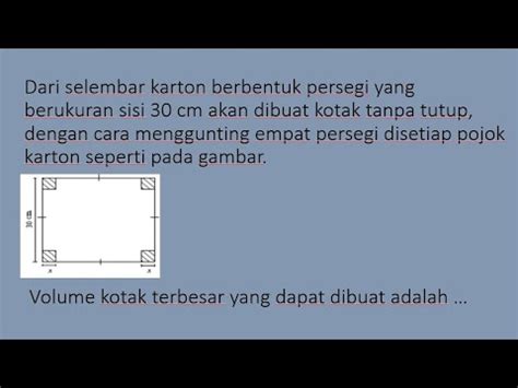 Dari Selembar Karton Berbentuk Persegi Yang Berukuran Sisi 30 Cm Akan