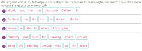 Jumbled Sentences Exercise 1 English Grammar Exercises