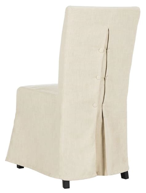 Suzie Slipcover Dining Chair 18h Beige Black Water Based Paint Birch