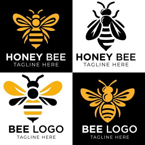 Honey Bee Logo Design Template With Vector Illustration Flying Honey