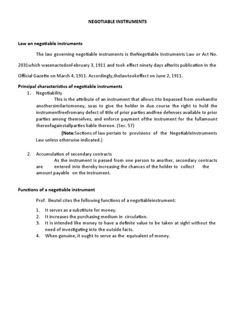 Understanding the Essentials of Negotiable Instruments: A Comprehensive Breakdown of the Key ...