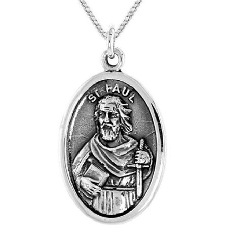 Sterlingsilber St Paul Oval Medaille Anhänger Charm Italienische