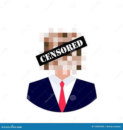 Censored Concept Man With Censored Sign On His Face Stock Vector