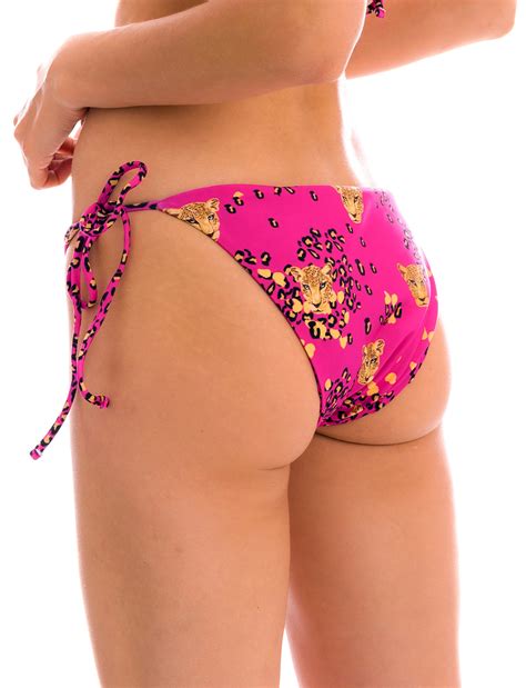 Pink Leopard Print Side Tie Bikini Bottom Bottom Roar Pink Ibiza