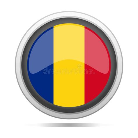 Romania Flag Round Metal Symbol Design City Vector Art Stock Vector