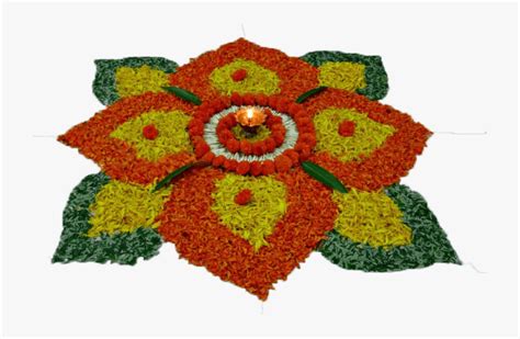 Rangoli With Marigold Flowers , Png Download - Flower Rangoli Designs ...