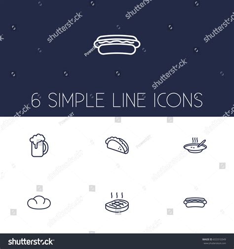 Set Food Outline Icons Setcollection Stock Vector Royalty Free