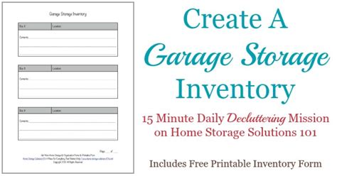 Printable Garage Storage Inventory Form