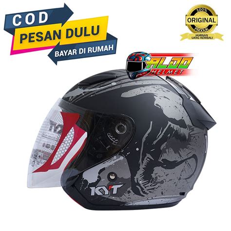 Jual Helm Kyt Dj Maru Motif Venom Black Doff Silver Original Helm Kyt