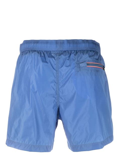 Moncler Logo Patch Swimming Shorts Sky Blue Maisondefashion