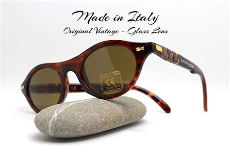 Made In Italy Oval Round Sunglasses Man Woman Small Size Brown Tortoise