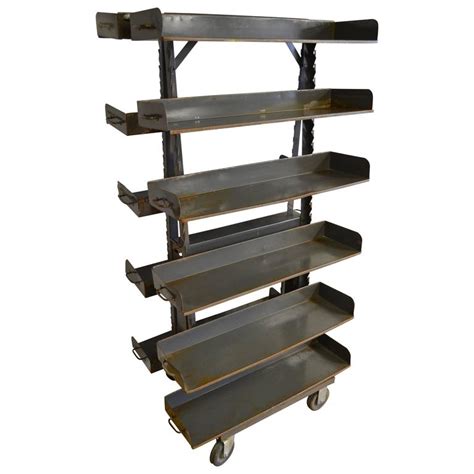 Industrial A-Frame Storage Unit on Wheels with Adjustable Steel Shelves ...