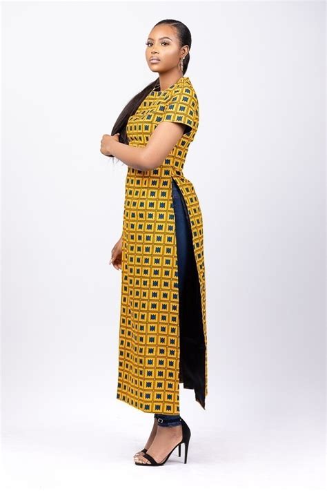 African Prints Ankara T Shirt Dress With Side Splits In Midi Length I