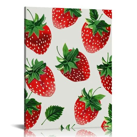 CMMY Oil Painting Canvas Framed Decor For Home Strawberry Pattern Wall