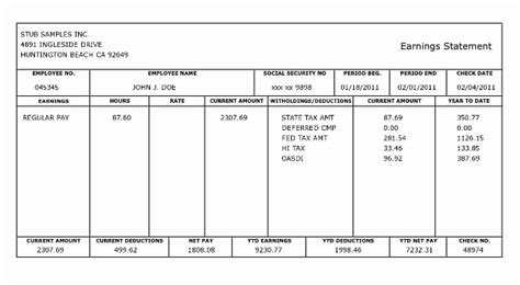 44 Check Stub Template For Excel