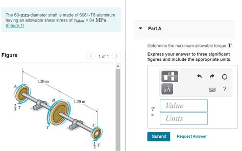 Solved The 60 Mm Diameter Shaft Is Made Of 6061 T6 Aluminum Chegg
