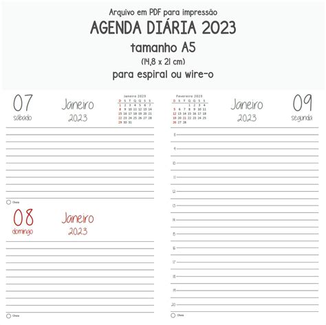 Pdf Miolo Para Agenda Diária 2023 A5 Arquivo Digital Elo7