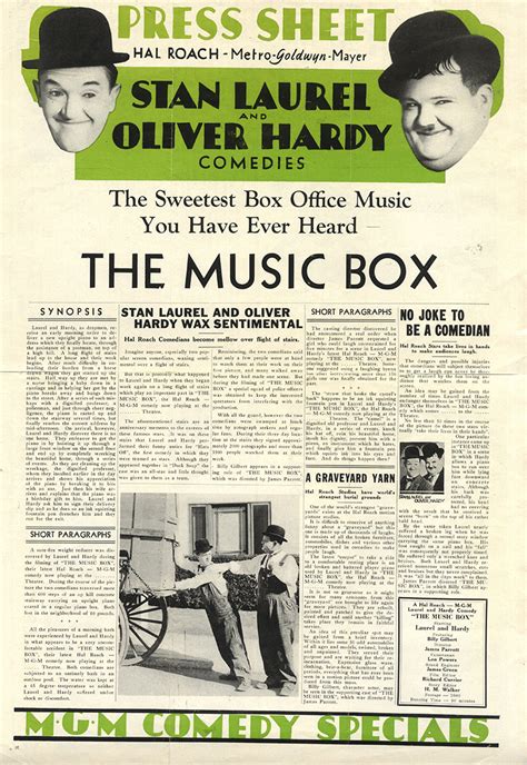 Laurel And Hardy The Music Box 1932 Pressbook Walterfilm