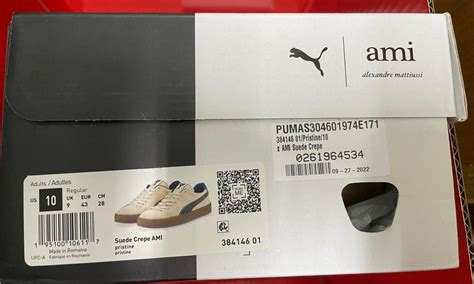 全新 US 10 EU43 Ami x Puma Suede Crepe Pristine 男裝 鞋 波鞋 Carousell